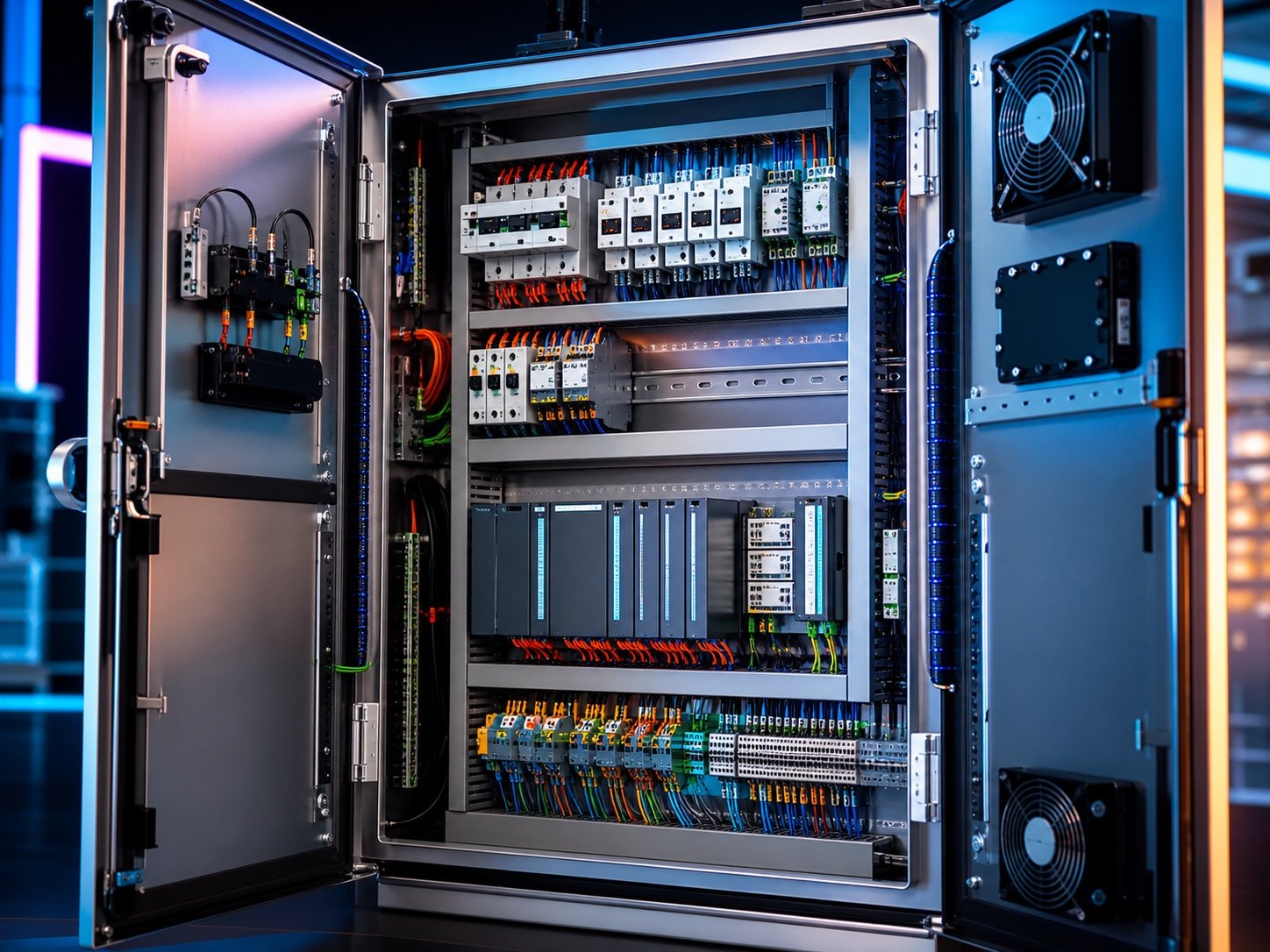 Premium custom electrical control panel close-up